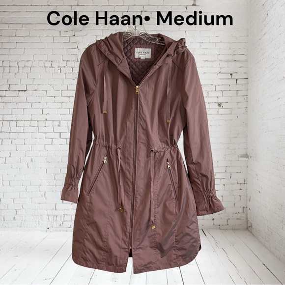Cole Haan Jackets & Blazers - Cole Haan Dusty Rose Hooded Trench Coat | Water Resistant Travel Parka | Med